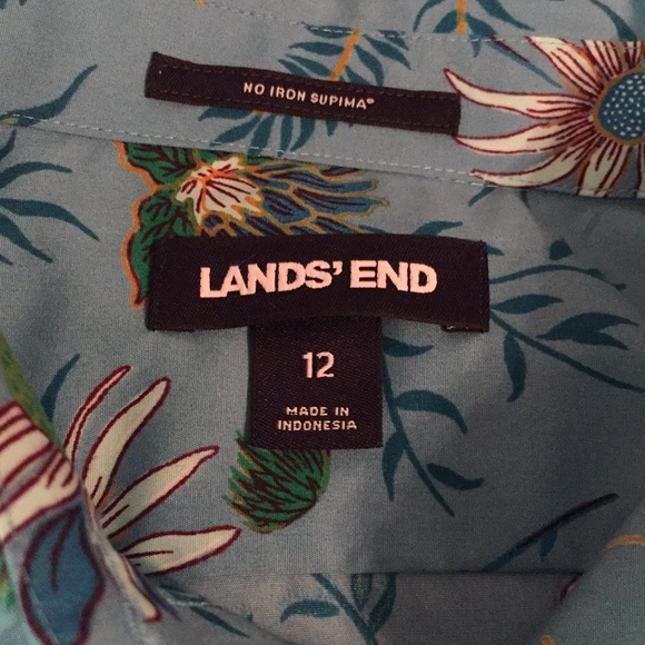 Lands’ End No Iron Supima Floral Blouse Like New - Picture 4 of 6